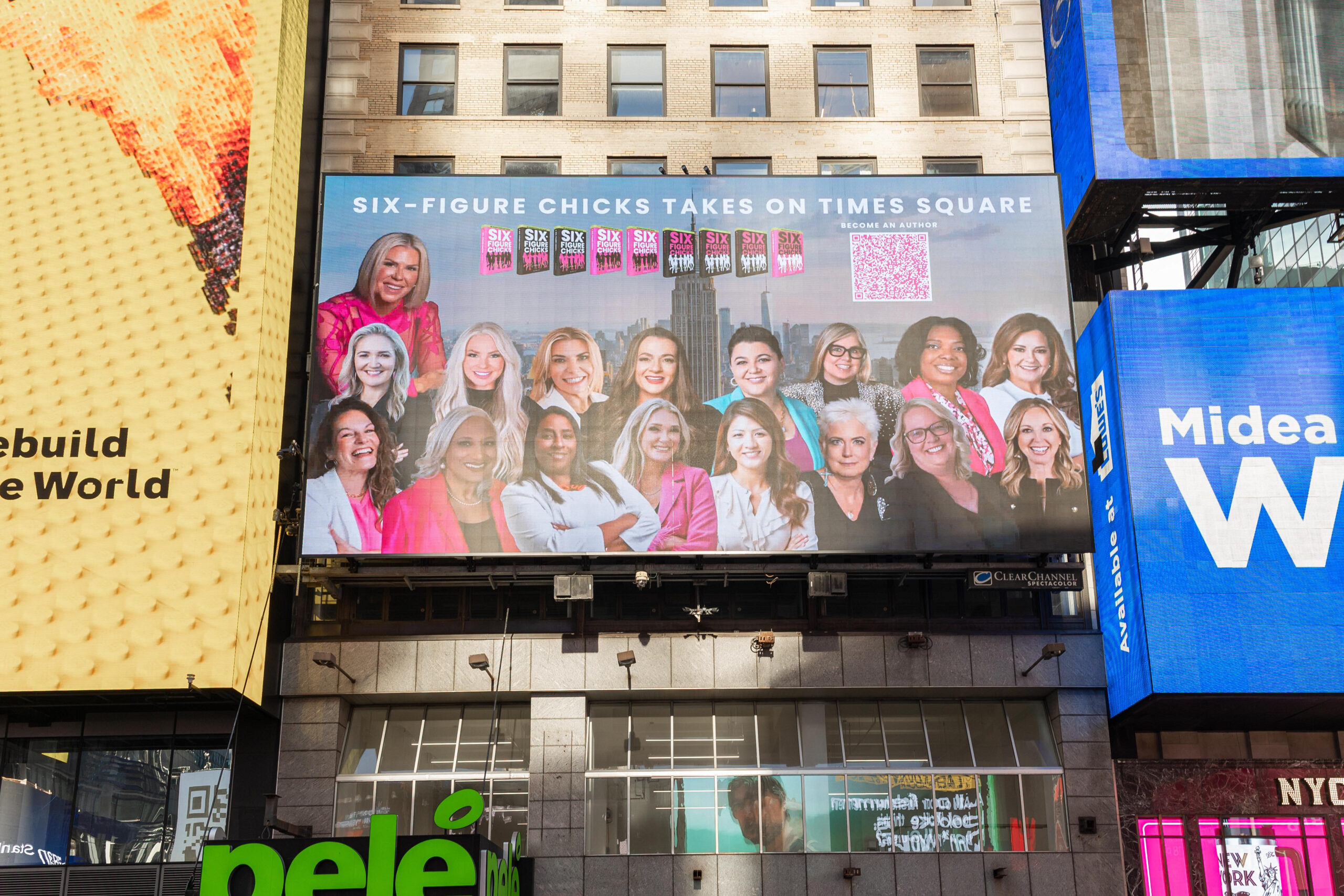 Six-Figure Chicks billboard in Times Square